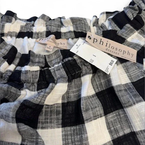 Philosophy Monochrome Linen Plaid Dress Size Small NWT - Picture 4 of 6